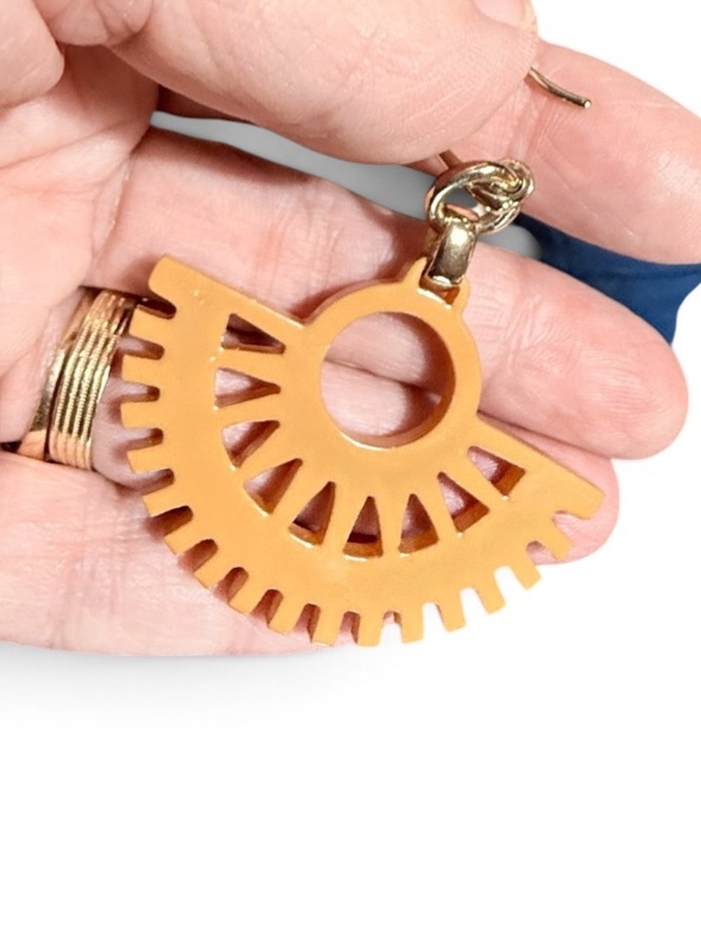 Noonday Sustainable Horn Lightweight Caramel Color Fan-Shaped Drop Earring